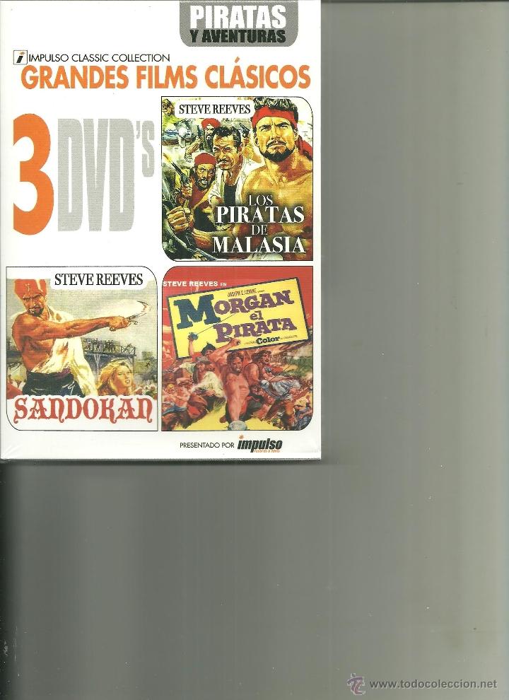 Cine: Grandes films cl&aacute;sicos. Piratas y aventuras. 3DVD. Precintada. (p-9)