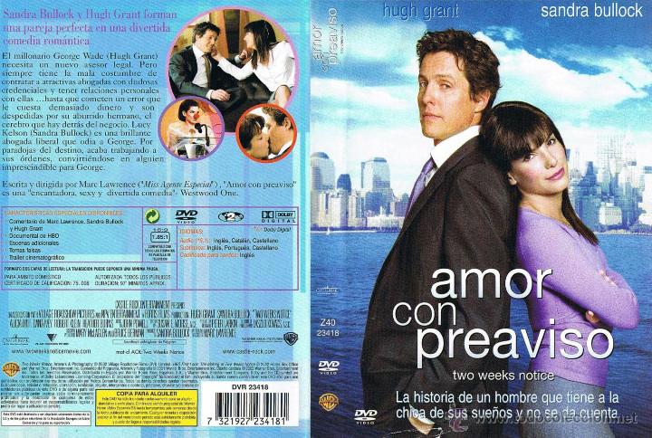 Cinema: DVD AMOR CON PREAVISO - HUGH GRANT Y SANDRA BULLOCK