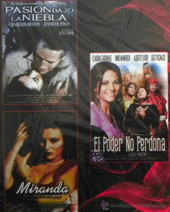 Cine: DVD PEL&Iacute;CULAS EL PODER NO PERDONA / MIRANDA PASI&Oacute;N BAJO LA NIEBLA PEL&Iacute;CULA CARDINALE HESTON TOGNAZZI