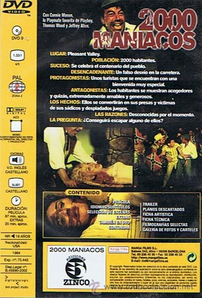 Cine: DVD 2000 MANIACOS (TERROR)..... - Foto 2