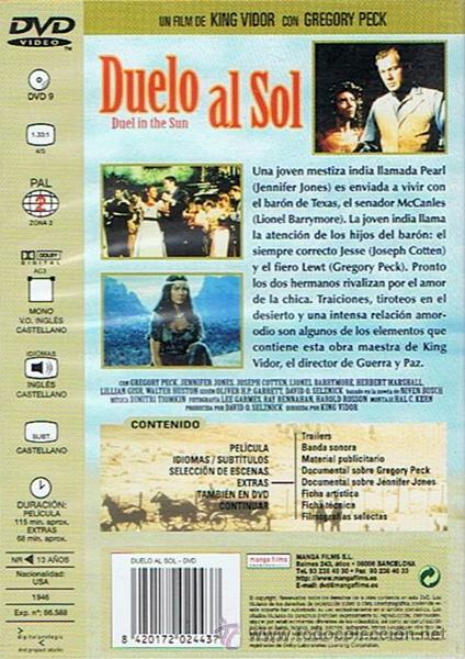 Cine: DVD DUELO AL SOL  GREGORY PECK - Foto 2