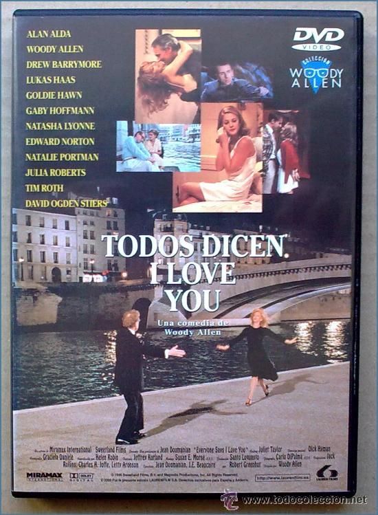 Cine: DVD TODOS DICEN I LOVE YOU DE WOODY ALLEN COMEDIA MUSICAL NUEVO PRECINTADO 1996