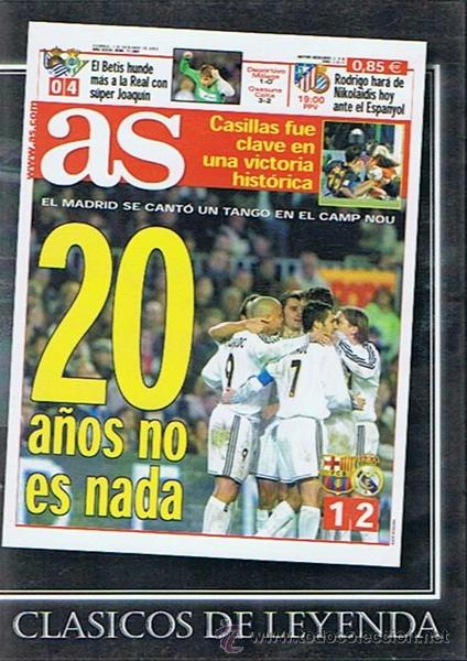 Cine: DVD AS  20 A&Ntilde;OS NO ES NADA  BAR&Ccedil;A 1 - MADRID 2
