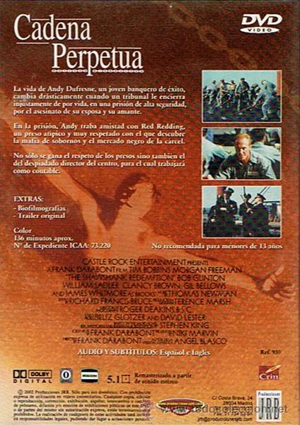 Dvd Cadena Perpetua Tim Robbins Morgan Freema Kaufen Filme Auf Dvd In Todocoleccion