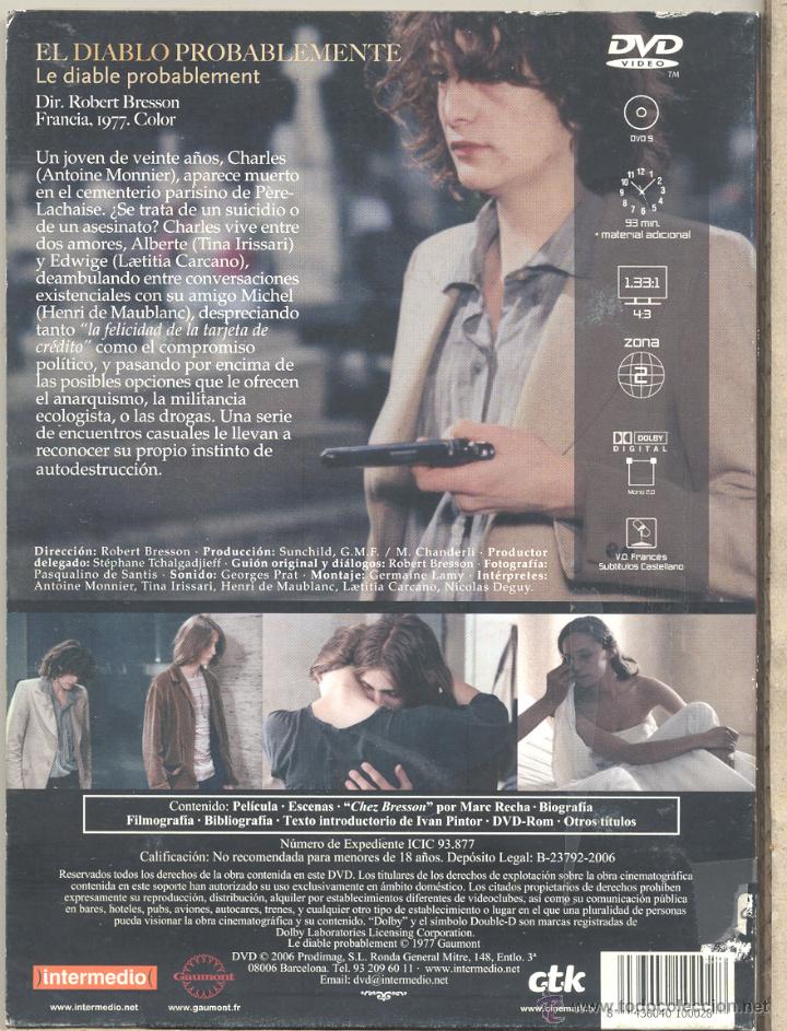 Cine: El diablo probablemente DVD: (R. Bresson) si vives sin norte acabar&aacute;s pronto en el cementerio.