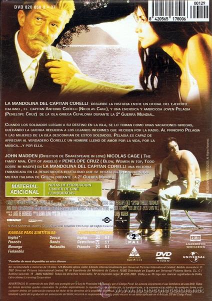 Cine: DVD LA MANDOLINA DEL CAPITAN CORELLI  NICOLAS CAGE - Foto 2