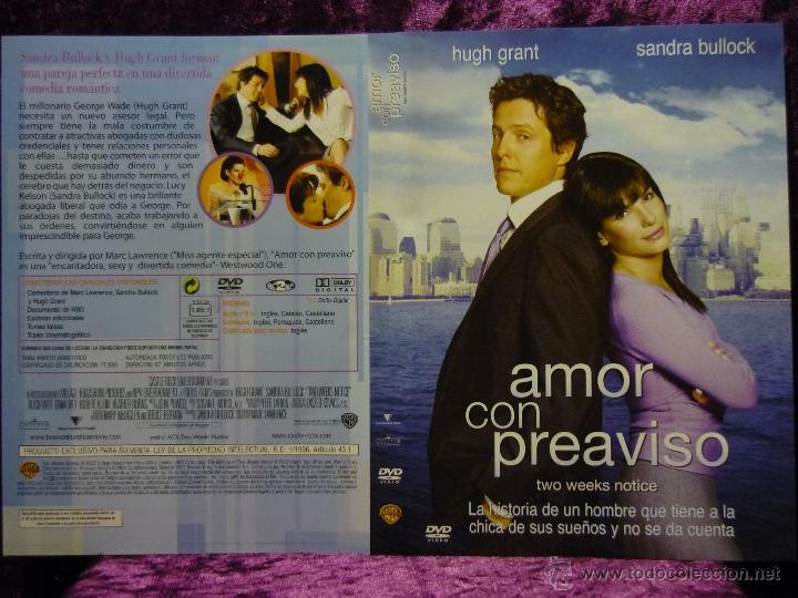 Cinema: 1DVD. AMOR CON PREAVISO. HUGH GRANT. SANDRA BULLOK. (NUEVA) GASTOS DE ENVIO 2&euro; CORREOS ORDINARIO.
