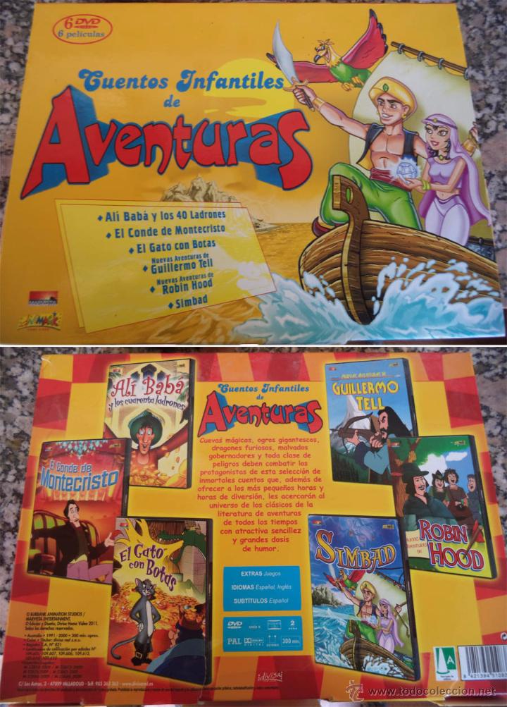 Cine: CUENTOS INFANTILES DE AVENTURAS 6 DVD PEL&Iacute;CULAS Y JUEGOS EN SU ESTUCHE ALIBABA GATO CON BOTAS...