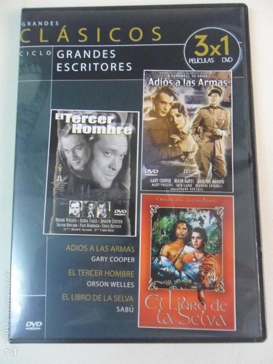 Kino: GRANDES CLASICOS. CICLO GRANDES ESCRITORES. DVD CON 3 PELICULAS: EL TERCER HOMBRE. ADIOS A LAS ARMAS