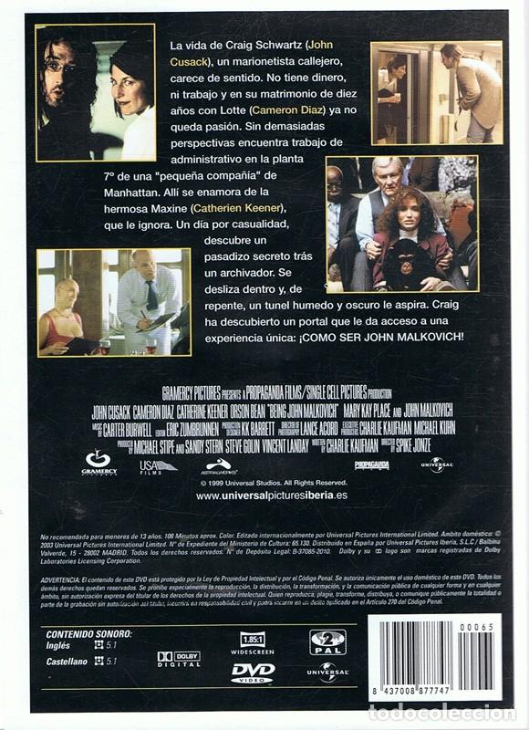 Cine: DVD C&Oacute;MO SER JOHN MALKOVICH  JOHN CUSACK - Foto 2
