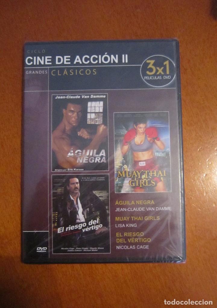Cine: DVD CINE DE ACCION 3X1 (AGUILA NEGRA + MUAY THAI GIRLS + EL RIESGO DEL V&Eacute;RTIGO) PRECINTADO ORIGINAL