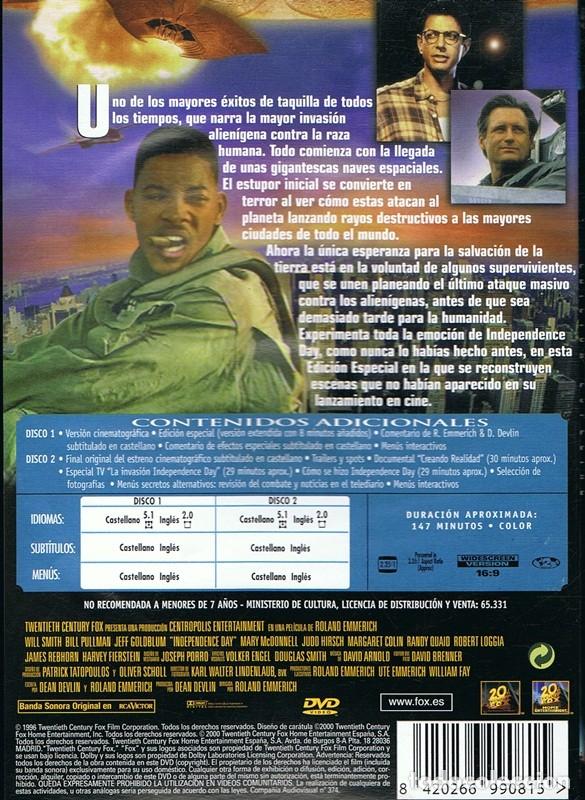 Cine: DVD INDEPENDENCE DAY (EDICI&Oacute;N ESPECIAL) - Foto 2