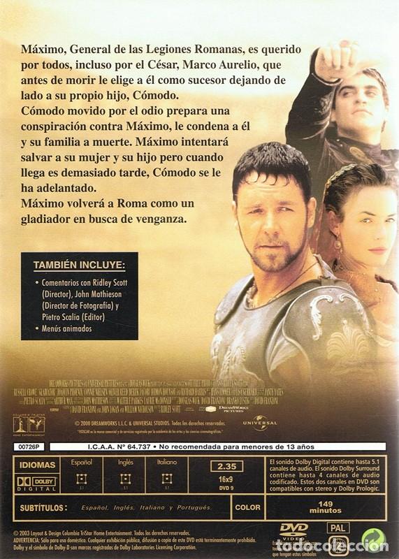 Cine: DVD GLADIATOR ( EL GLADIATOR) RUSSELL CROWE - Foto 2