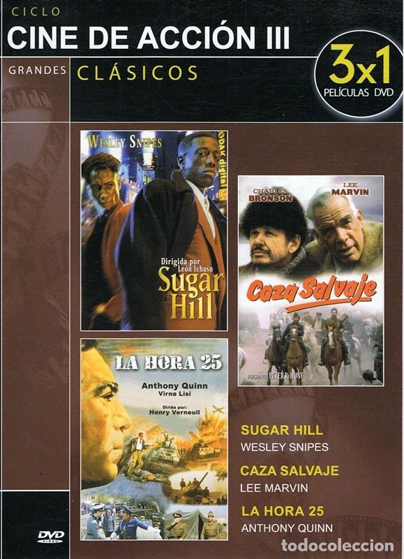 Cinema: DVD CINE DE ACCI&Oacute;N III  SUGAR HILL /CAZA SALVAJE/ LA HORA 25