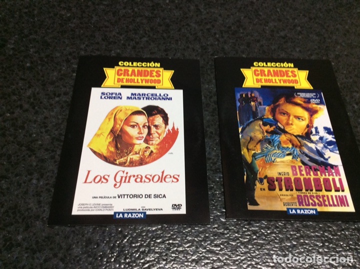 Cine: DVD - GRANDES DE HOLLYWOOD , 2 DVD - LOS GIRASOLES , STROMBOLI -DVD EN FUNDA DE CARTON -NUEVOS