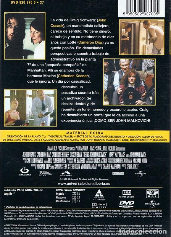 Cine: DVD C&Oacute;MO SER JOHN MALKOVICH  JOHN CUSACK - Foto 2