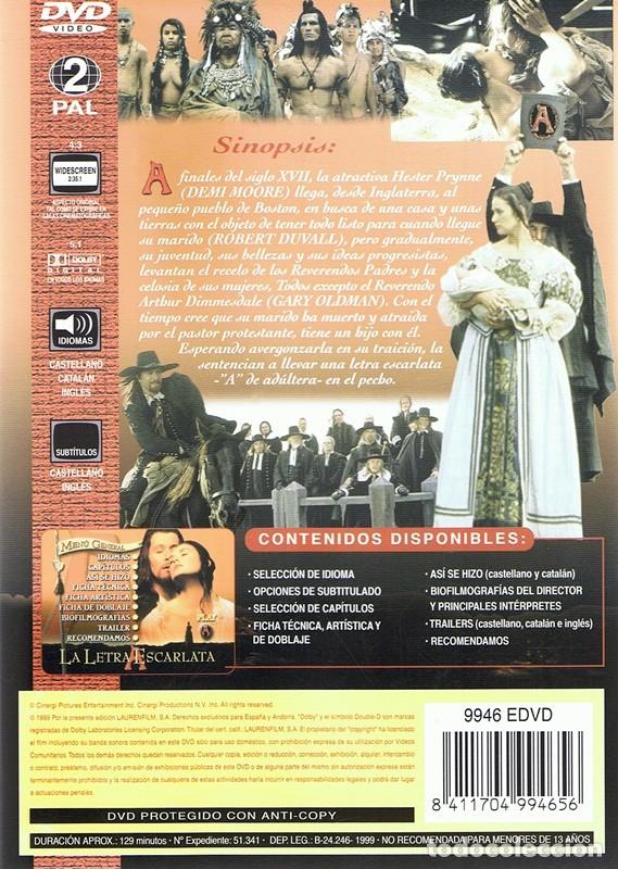 Cine: DVD LA LETRA ESCARLATA - Foto 2