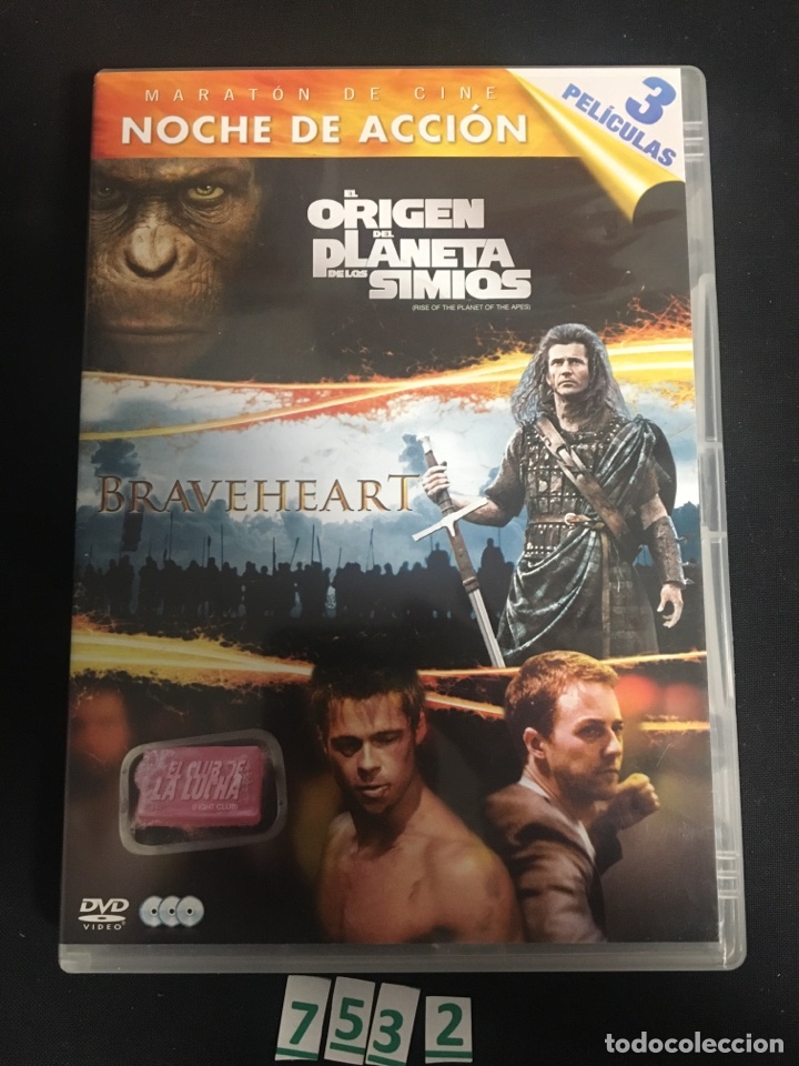 Cine: Pack: el origen del planeta de los simios:braveheart:el club de la lucha ( dvd segunda mano )