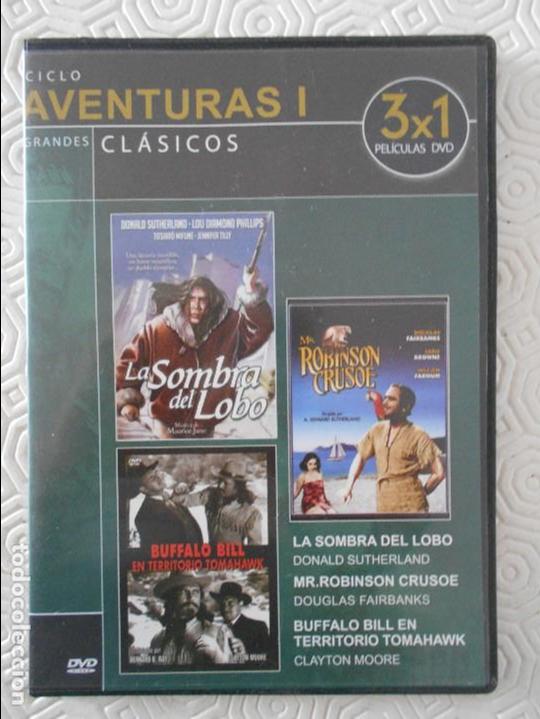 Cine: CICLO AVENTURA. GRANDES CLASICOS. DVD CON 3 PELICULAS: LA SOMBRA DEL LOBO / MR. ROBINSON CRUSOE / BU