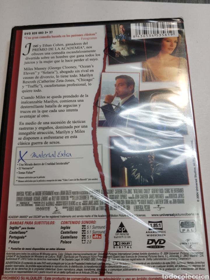 Cine: DVD original *Crueldad Intolerable * - Foto 2