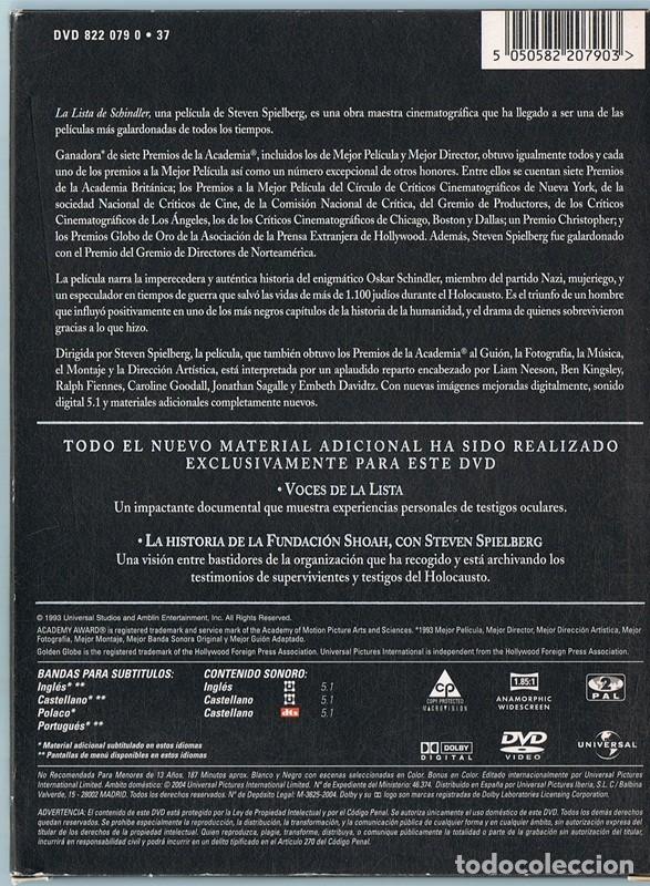 Cine: LA LISTA DE SCHINDLER ( 2 DISCOS) - Foto 2