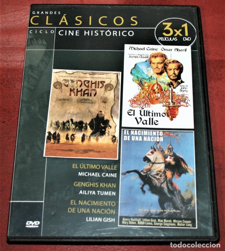 Cine: DVD 3 PEL&Iacute;CULAS - GENGHIS KHAN / EL &Uacute;LTIMO VALLE / EL NACIMIENTO DE UNA NACI&Oacute;N
