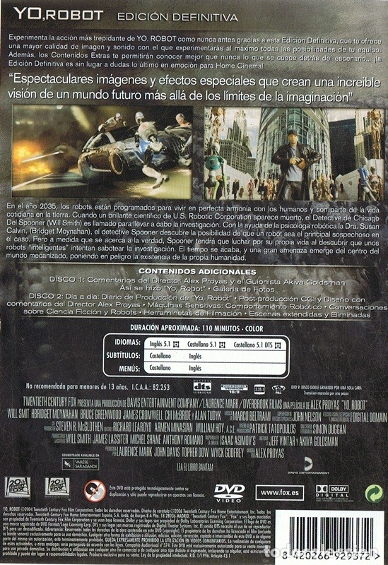 Cine: YO ROBOT WILL SMITH EDICI&Oacute;N DEFINITIVA 2 DISCOS - Foto 2