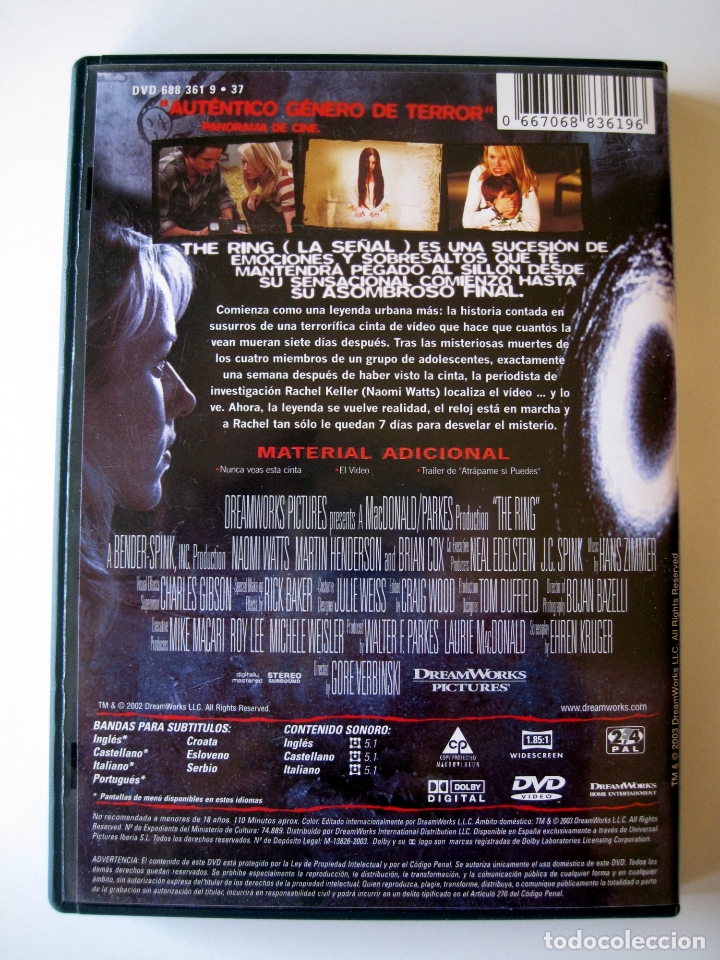 Cine: THE RING (LA SE&Ntilde;AL) &bull; DVD (Como nuevo) - Foto 2