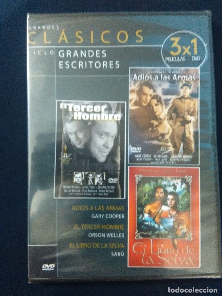 Cine: DVD EL TERCER HOMBRE ADIOS A LAS ARMAS EL LIBRO DE LA SELVA PRECINTADO