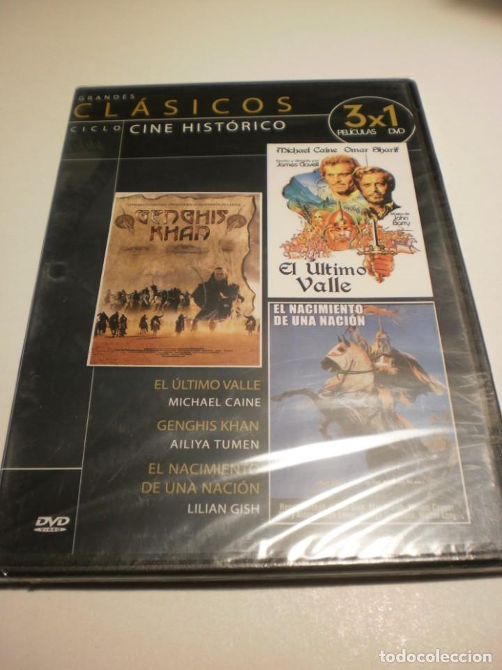 Cinema: dvd 3 pelis el &uacute;ltimo valle. genghis khan.  el nacimiento de una naci&oacute;n. caja fina (precintado)