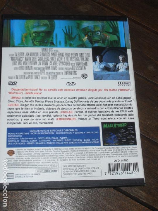 Cine: MARS ATTACKS dvd. pelicula TIM BURTON - Foto 2