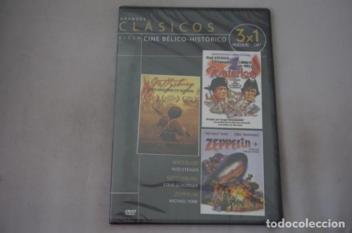 Cinema: (5-B6) /DVD - PRECINTADA -3 PELIS: WATERLOO, GETTYSBURG, ZEPPELIN