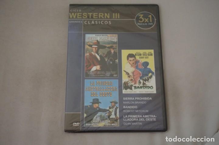 Cine: (5-B6) /DVD - PRECINTADA -3 PELIS: SIERRA PROHIBIDA, BANDIDO, LA PRIMERA AMETRALLADORA DEL OESTE