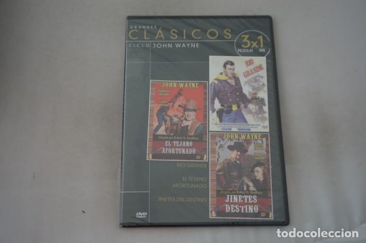 Cine: (5-B6) /DVD - PRECINTADA -3 PELIS: RIO GRANDE, EL TEJANO AFORTUNADO, JINETES DEL DESTINO