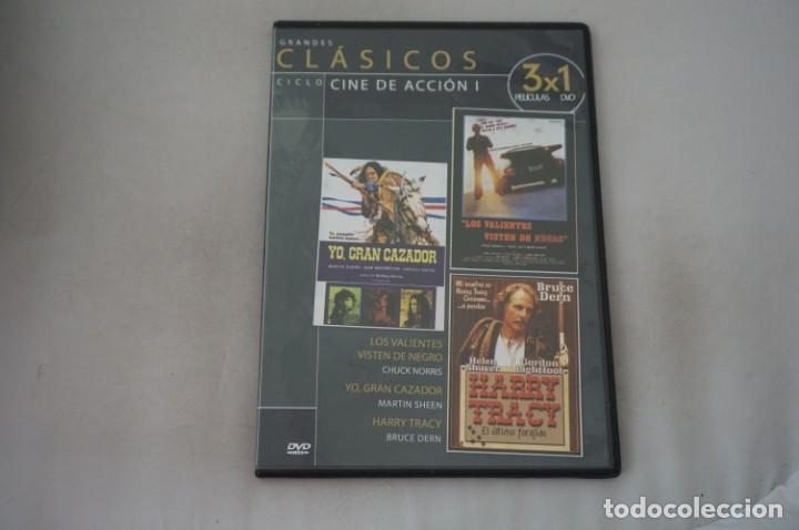 Cinema: (5-B6) /DVD - 3 PELICULAS: LOS VALIENTES VISTEN DE NEGRO, YO GRAN CAZADOR, HARRY TRACY