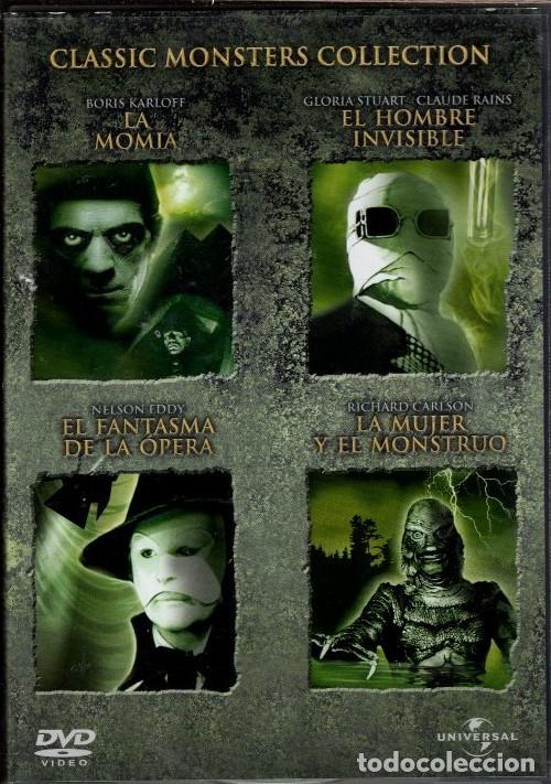 Cine: CLASSIC MONSTERS COLLECTION DVD (4.DVD ) LOS 4 FILMS MAS APLAUDIDOS DE LAS HISTORIAS DE MONSTRUOS