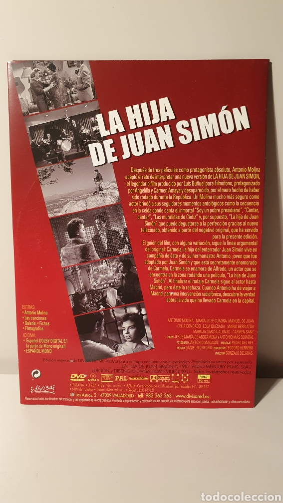 dvd/ la hija de juan simón / antonio molina / ( - Comprar Películas en