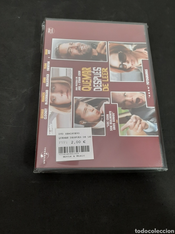 Cine: S496 &nbsp;&nbsp;&nbsp; Quemar despu&eacute;s de leer-DVD SEGUNDA MANO PERO COMO NUEv