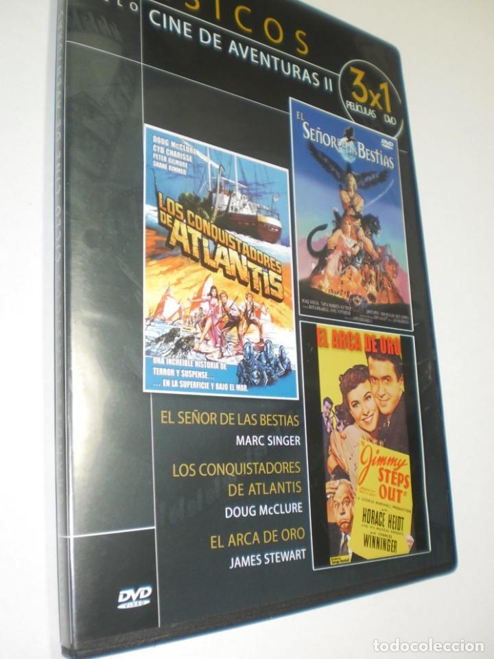 Kino: dvd 3 pelis el se&ntilde;or de las bestias. los conquistadores de atlantis, el arca de oro. caja fina bien
