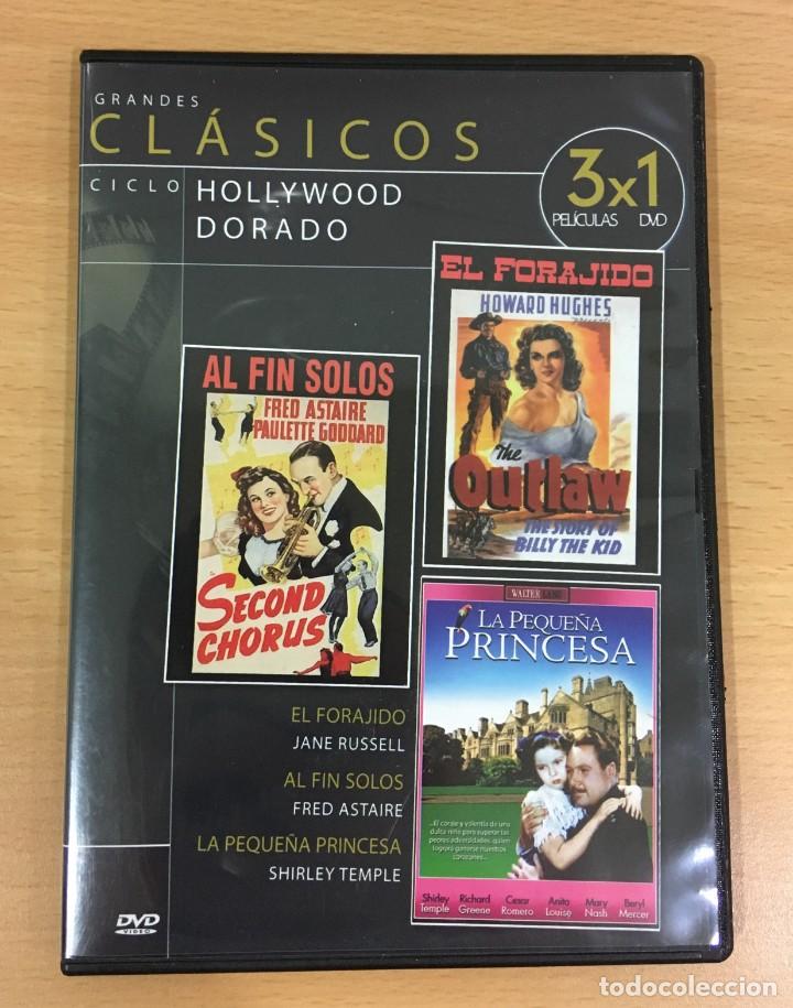 Cine: DVD 3X1 CINE CL&Aacute;SICOS DEL HOLLYWOOD DORADO - AL FIN SOLOS - EL FORAJIDO - LA PEQUE&Ntilde;A PRINCESA