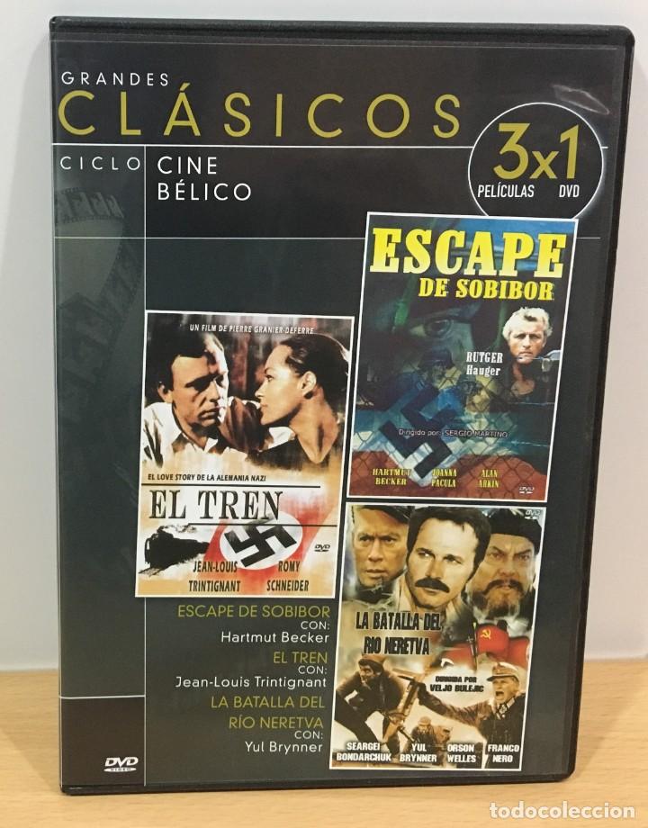 Cine: DVD 3X1 CINE B&Eacute;LICO - EL TREN - ESCAPE DE SOBIBOR - LA BATALLA DEL R&Iacute;O NERETVA