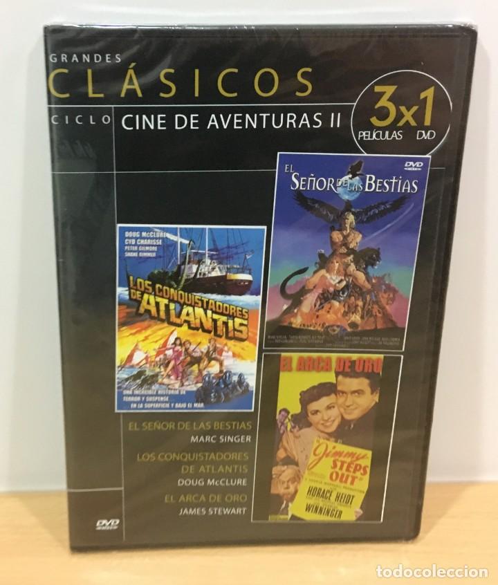 Cine: DVD 3X1 AVENTURAS - EL SE&Ntilde;OR DE LAS BESTIAS, CONQUISTADORES DE ATLANTIS Y EL ARCA DE ORO. PRECINTADO
