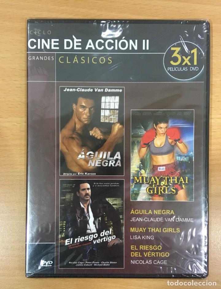 Cine: DVD 3X1 CINE DE ACCI&Oacute;N - &Aacute;GUILA NEGRA - MUAY THAI GIRLS - EL RIESGO DEL V&Eacute;RTIGO. PRECINTADO