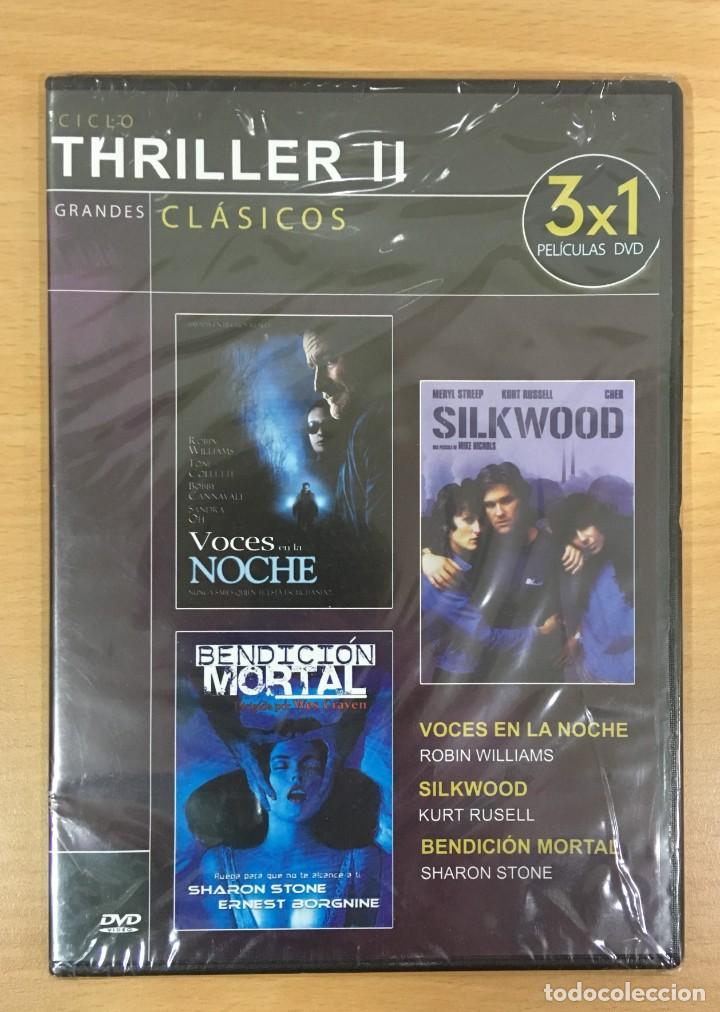 Cine: DVD 3X1 CINE CICLO THRILLER - VOCES EN LA NOCHE - SILKWOOD - BENDICI&Oacute;N MORTAL. PRECINTADO