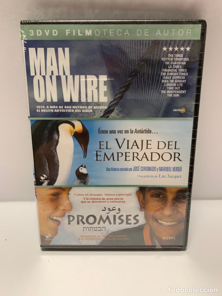 Cin&eacute;ma: ND212 pack - man on wire - el viaje del emperador - promises DVD NUEVO PRECINTADO