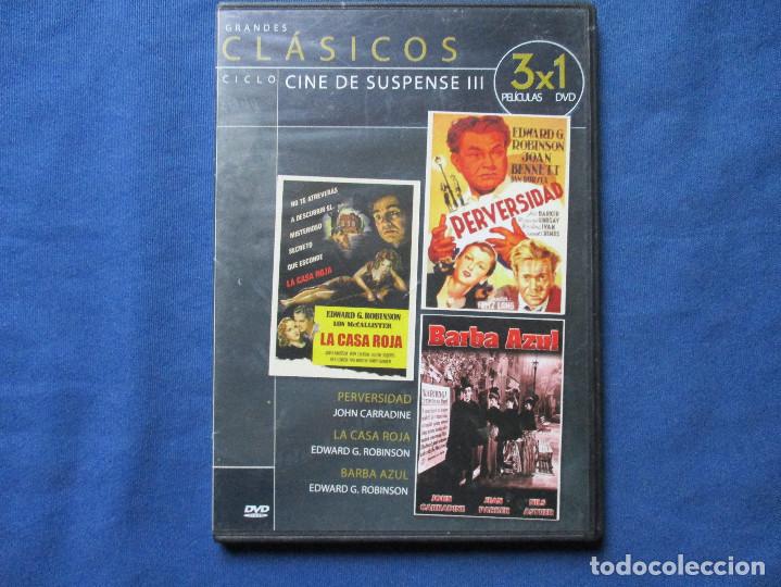 Cine: DVD - PERVERSIDAD + LA CASA ROJA + BARBA AZUL / FORMATO SLIM / CAJA FINA DVD