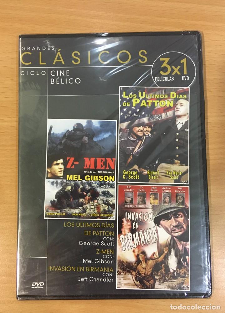 Cine: DVD 3X1 CINE B&Eacute;LICO - LOS &Uacute;LTIMOS D&Iacute;AS DE PATTON, INVASI&Oacute;N EN BIRMANIA Y Z - MEN. PRECINTADO