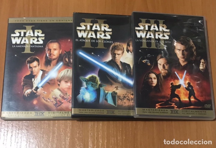 Cine: LOTE 3 DVD STAR WARS TRILOGIA AMENAZA FANTASMA ATAQUE DE LOS CLONES VENGANZA DE LOS SITH MASTERIZADA