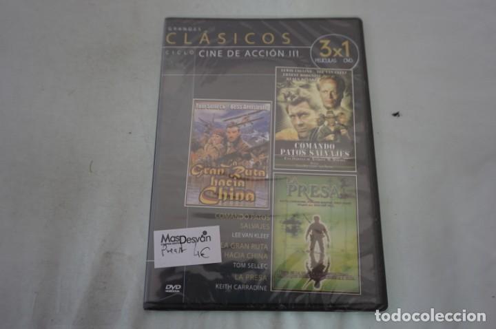 Cinema: 7-B1 - 1 X DVD - PRECINTADA - 3 PELICULAS: COMANDO PATOS SALVAJES + LA GRAN RUTA HACIA CHINA + PRESA