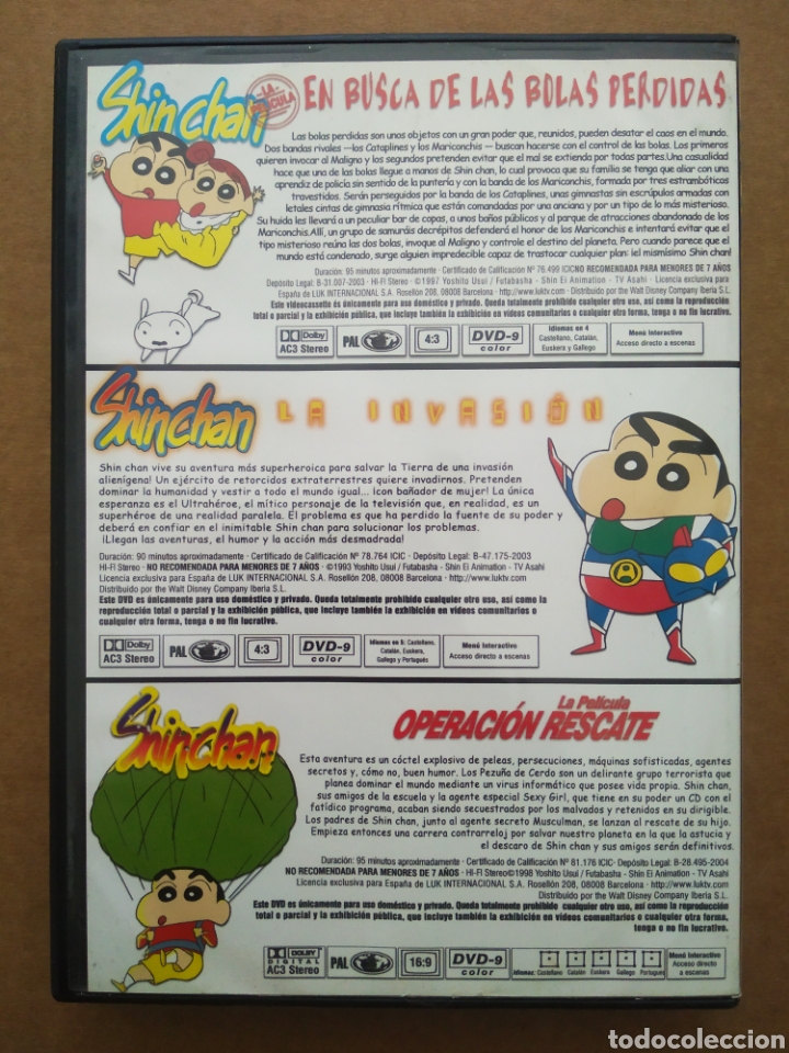 dvd shin chan ×3: en busca de las bolas perdida - Compra venta en